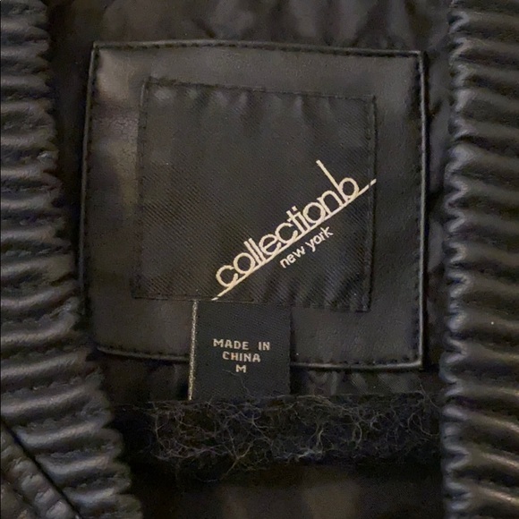 Faux leather bomber jacket with sweater sleeves - Picture 9 of 10